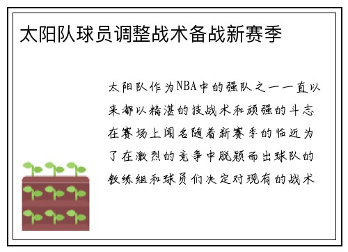 太阳队球员调整战术备战新赛季